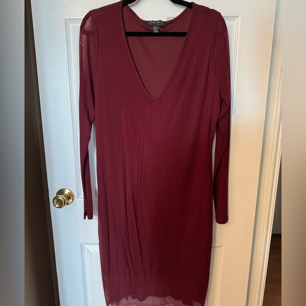 Burgundy long sleeve dress